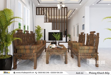 Mẫu thiết kế phòng khách bếp đẹp - sang trọng